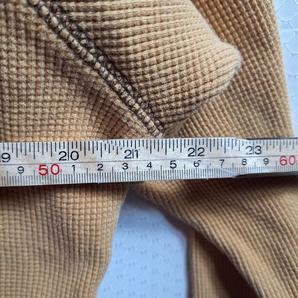 HARLEY-DAVIDSON Motorcycles Waffle Knit Boat Neck Top Sz L Gold Thermal Biker - Picture 8 of 9